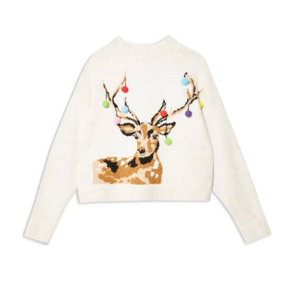 Topshop Christmas Pom Deer Sweater 8 
